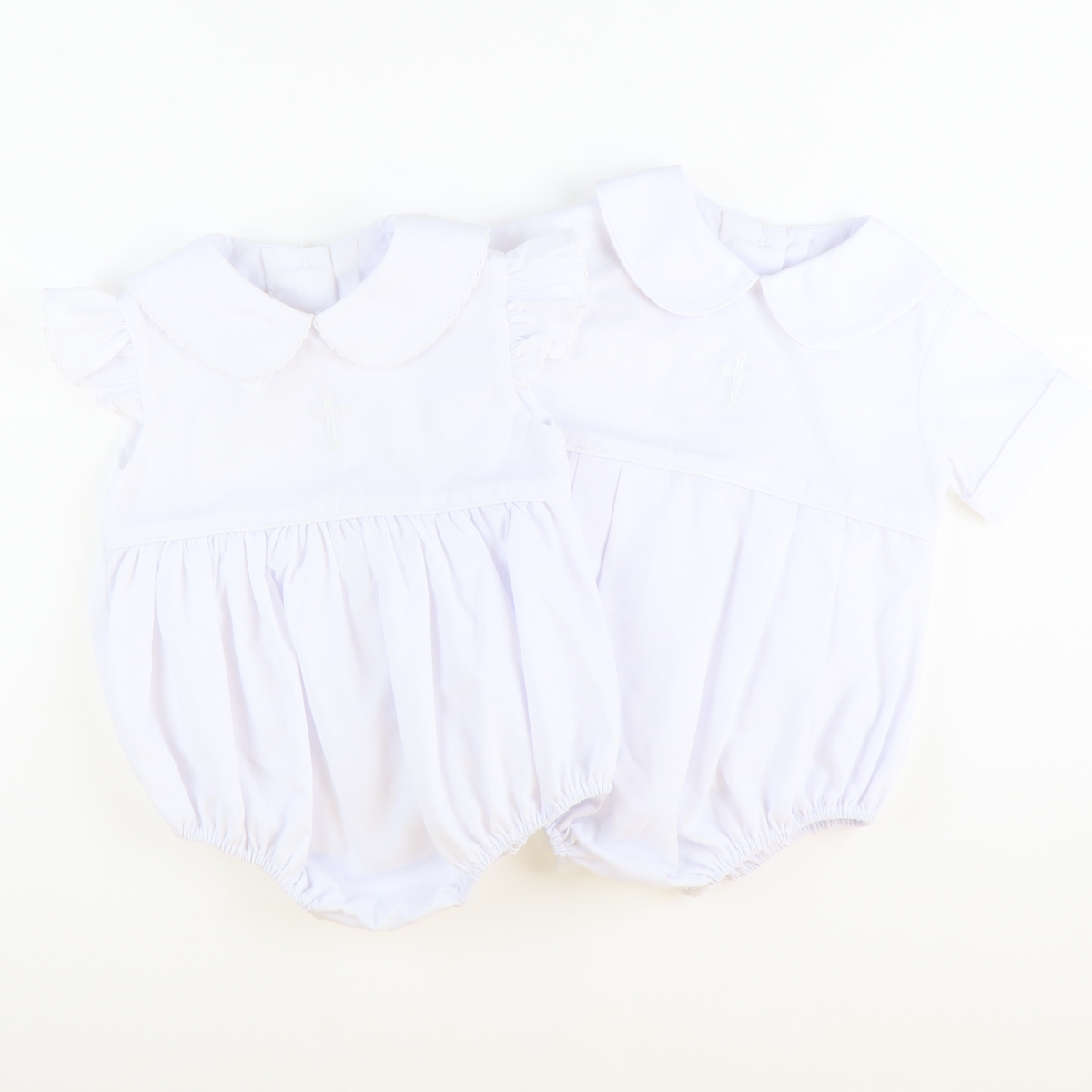 Embroidered Cross Collared Boy Bubble