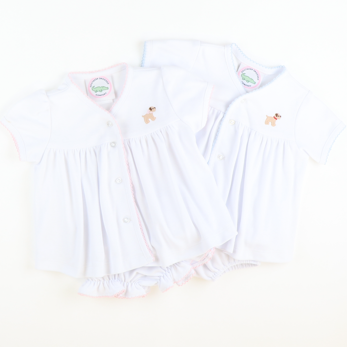 Embroidered Girl Labrador Knit Layette Set