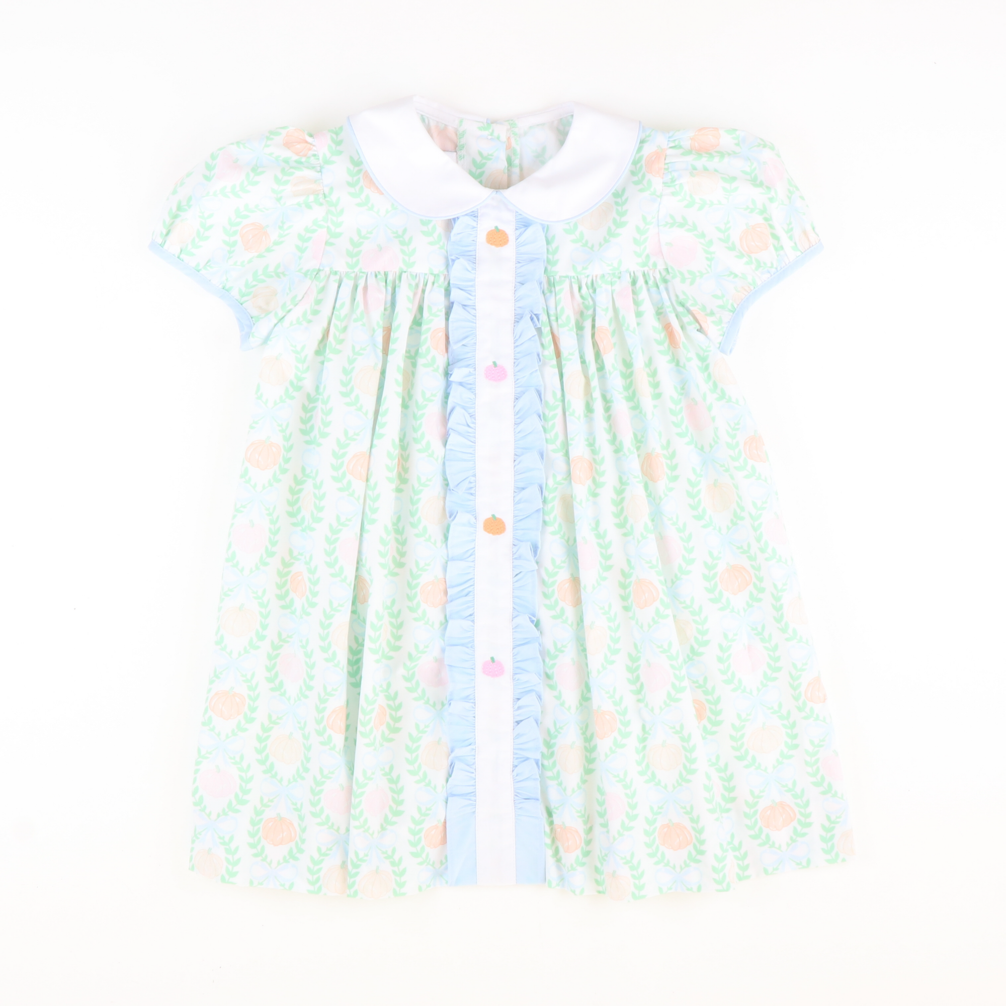 Embroidered Heirloom Pumpkins Collared Dress - Stellybelly