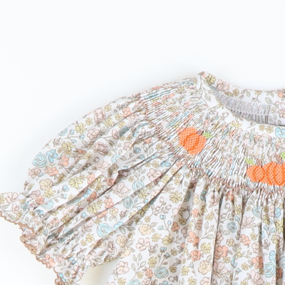 Smocked Pumpkins Autumn Floral Bishop - Stellybelly