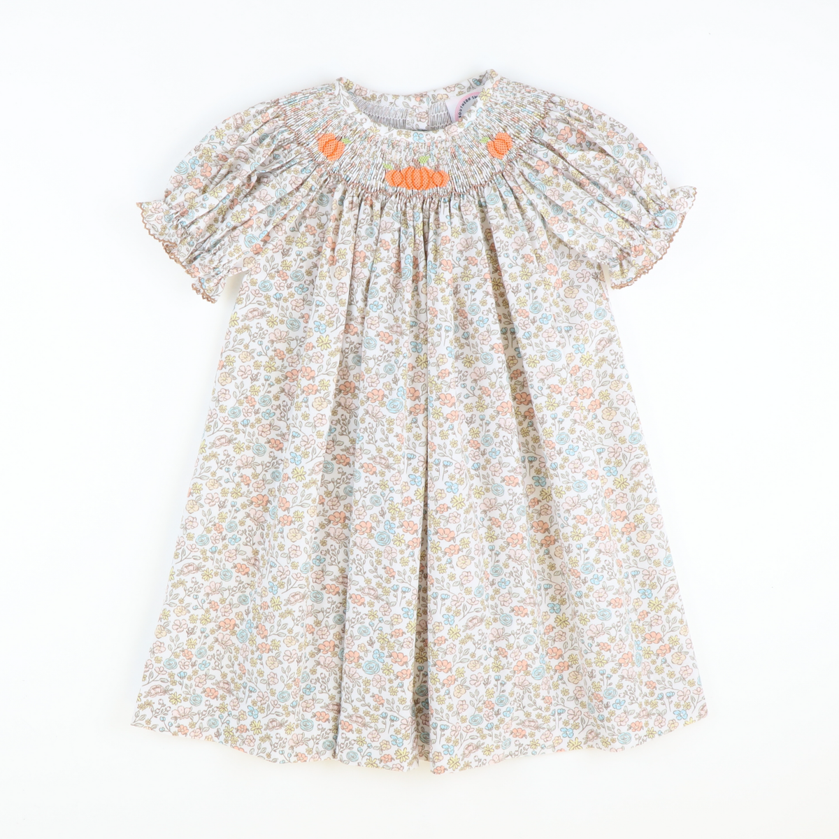 Smocked Pumpkins Autumn Floral Bishop - Stellybelly