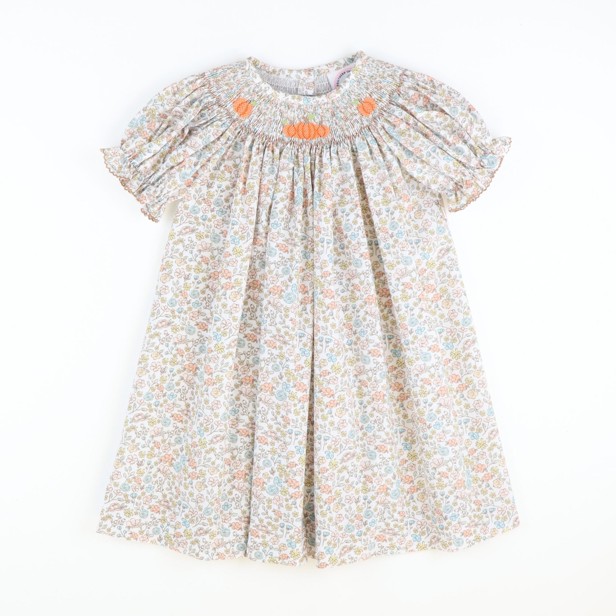 Smocked Pumpkins Autumn Floral Bishop - Stellybelly