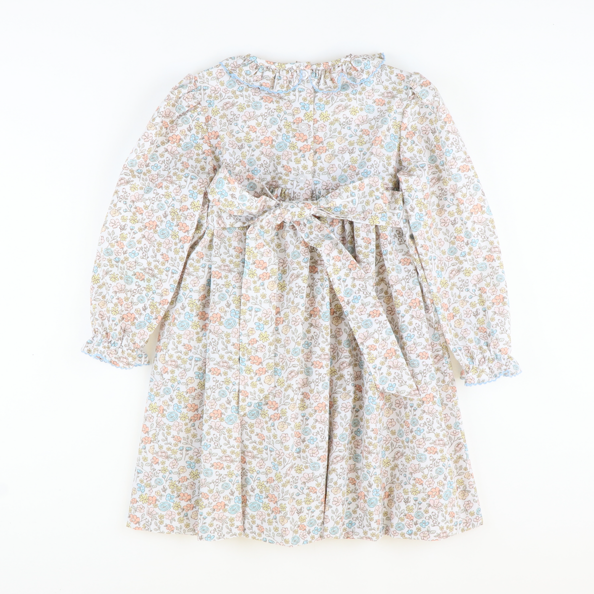Smocked Autumn Floral Ruffle Neck Dress - Stellybelly