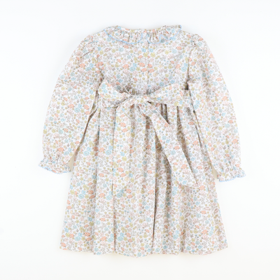 Smocked Autumn Floral Ruffle Neck Dress - Stellybelly
