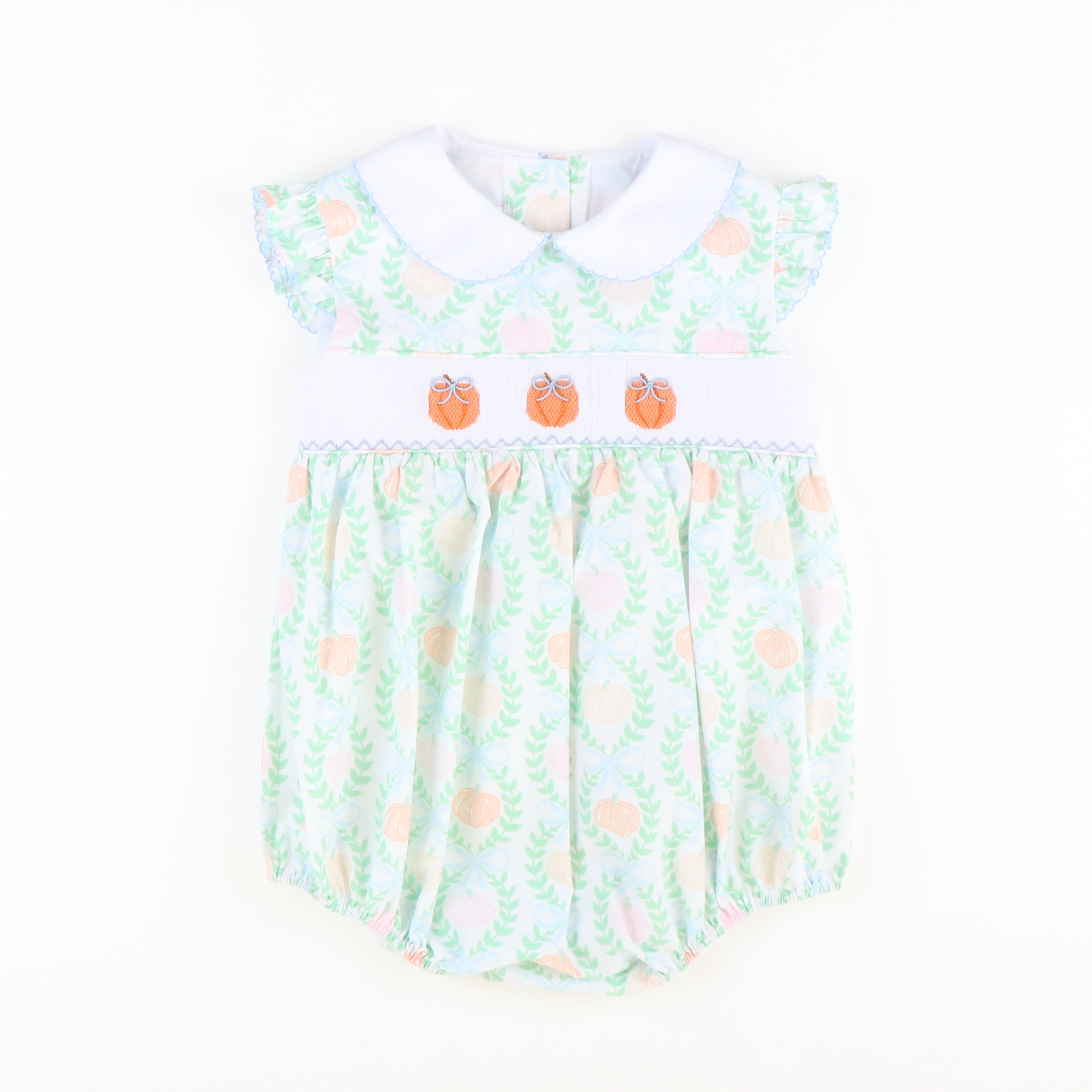 Smocked Heirloom Pumpkins Collared Girl Bubble - Stellybelly
