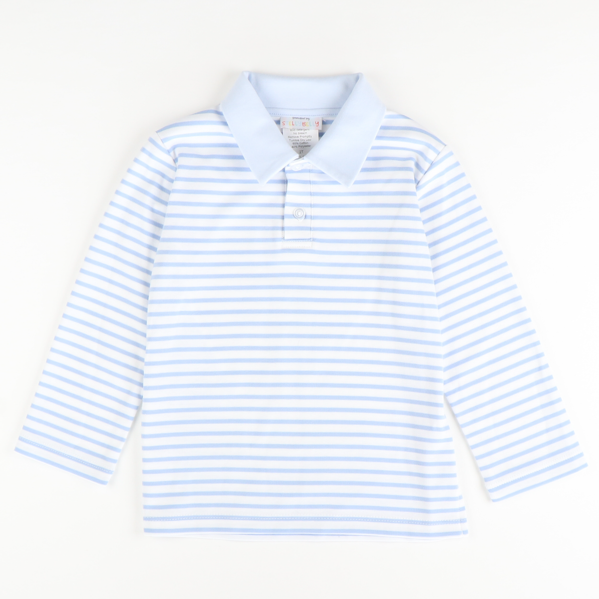 Signature L/S Knit Polo - Light Blue Stripe