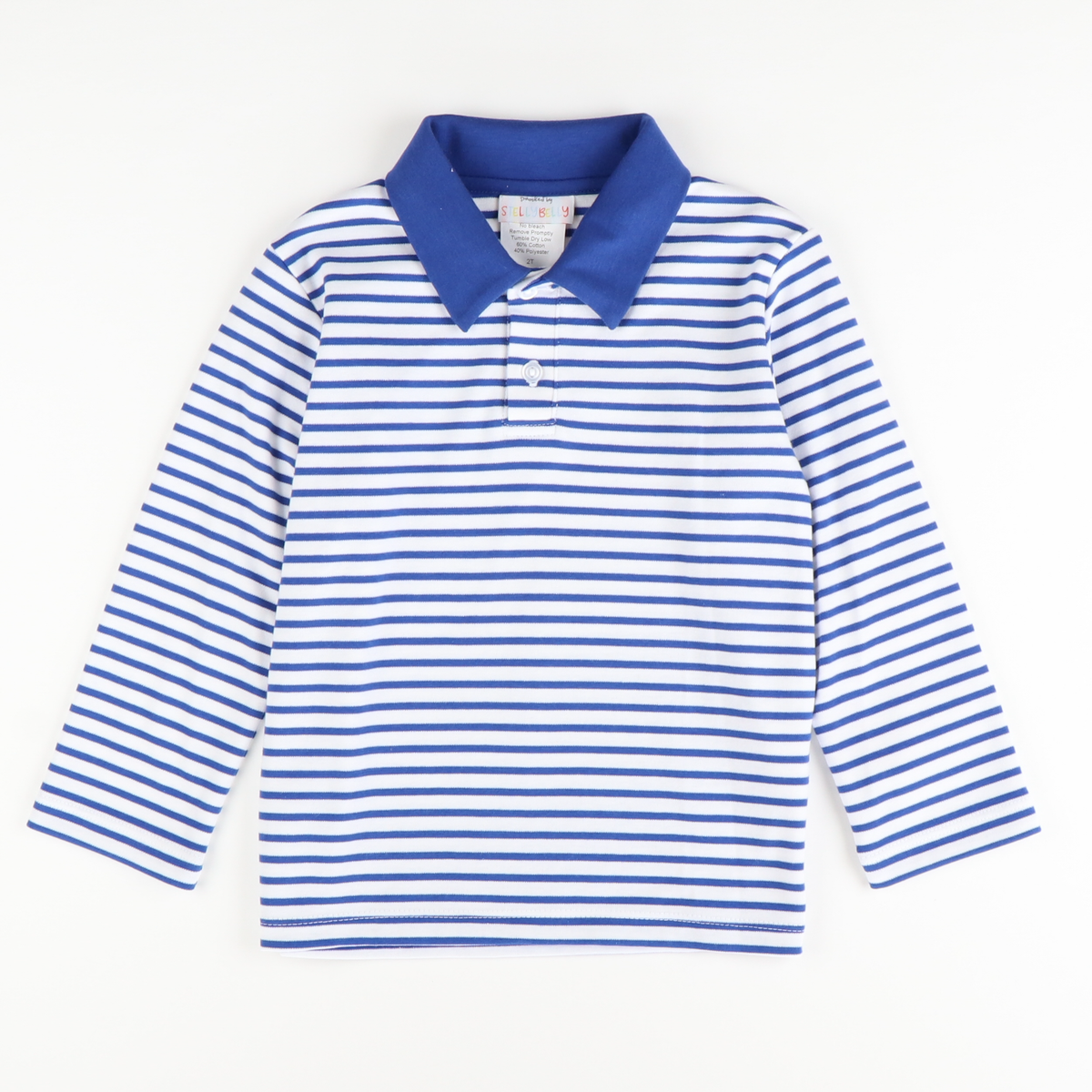 Signature L/S Knit Polo - Royal Blue Stripe