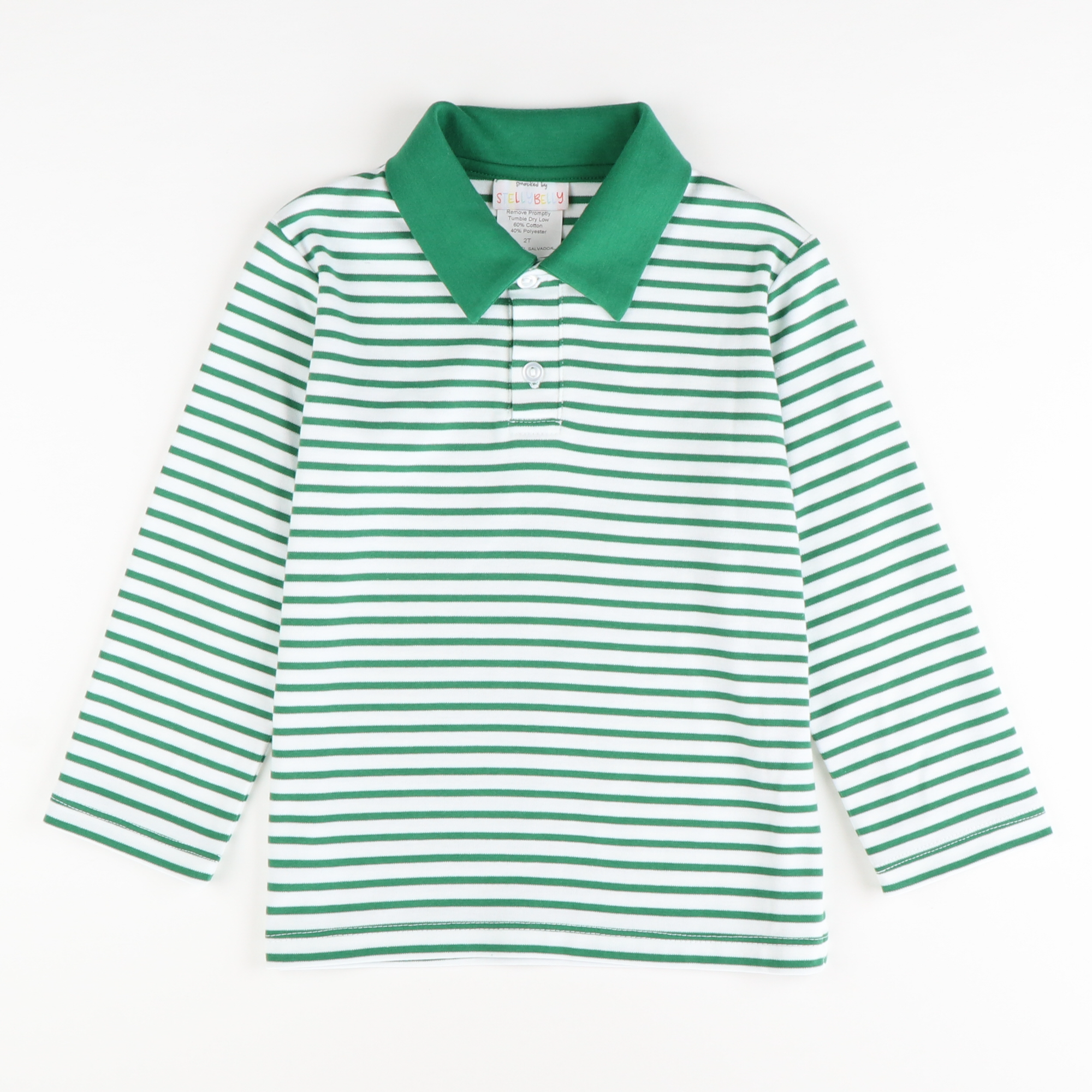 Signature L/S Knit Polo - Christmas Green Stripe