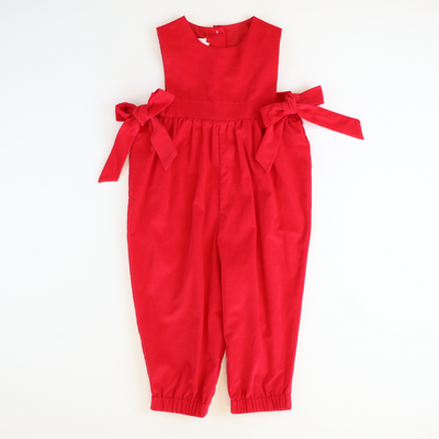 Classic Corduroy Romper - Holiday Red