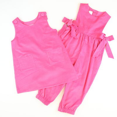 Classic Corduroy Romper - Fuchsia