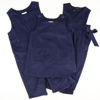 Classic Corduroy Romper - Navy Blue