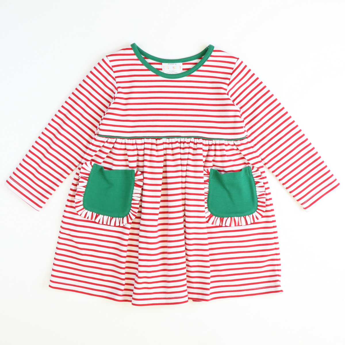 Out & About Knit L/S Pocket Dress - Holiday Red Stripe