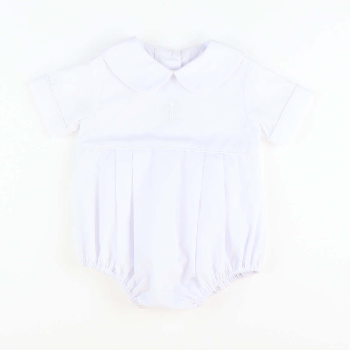 Embroidered Cross Collared Boy Bubble - Stellybelly