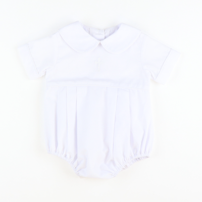 Embroidered Cross Collared Boy Bubble - Stellybelly