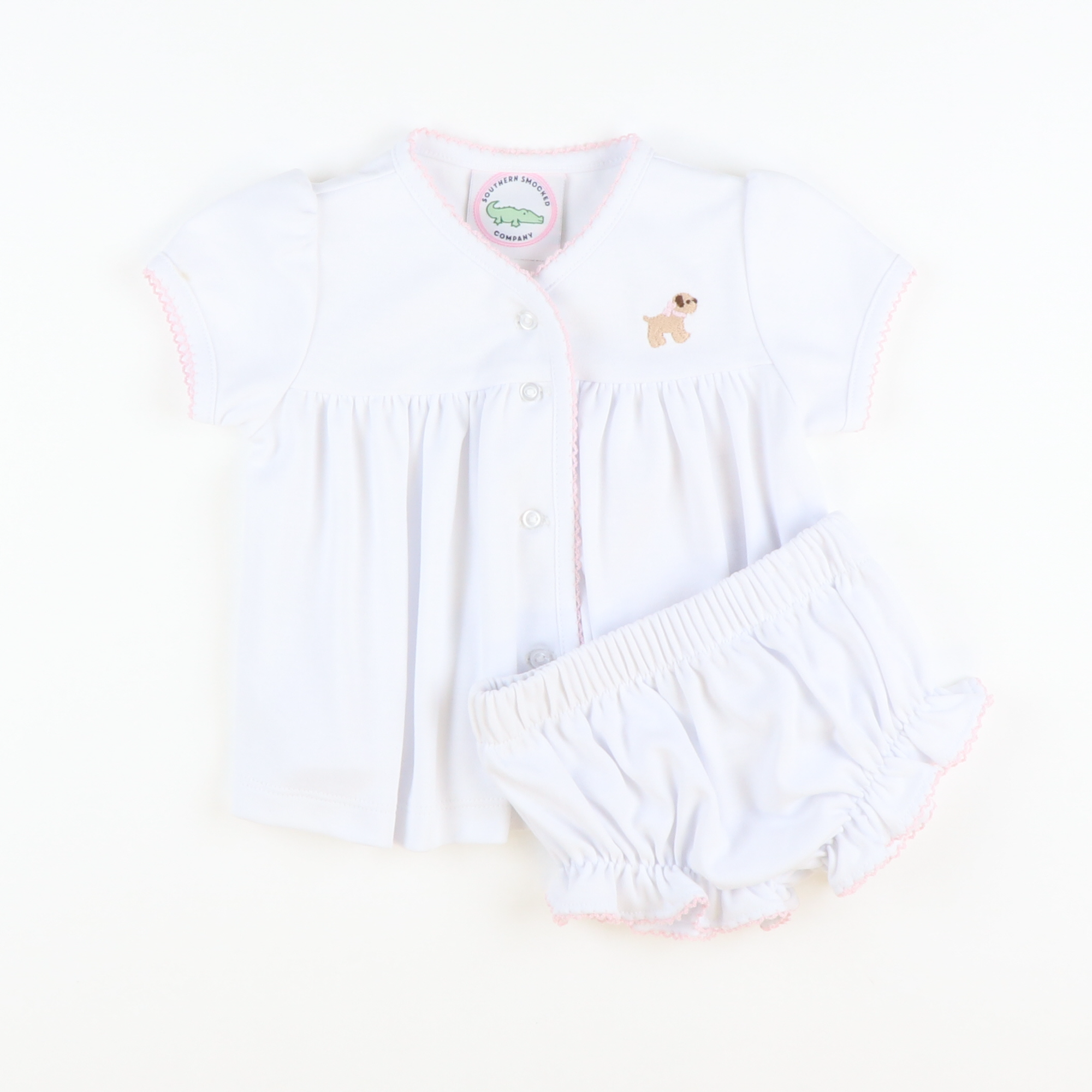 Embroidered Girl Labrador Knit Layette Set - Stellybelly