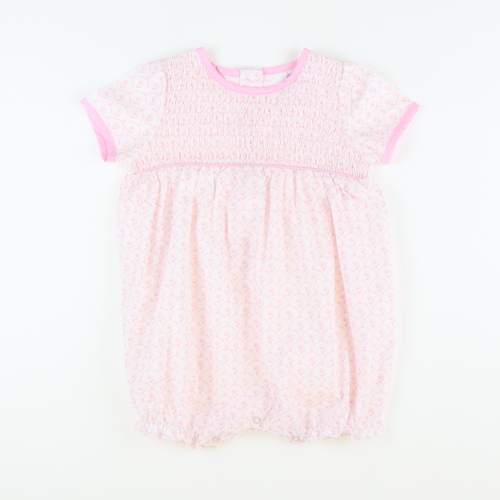 Smocked Pink Peony Girl Bubble