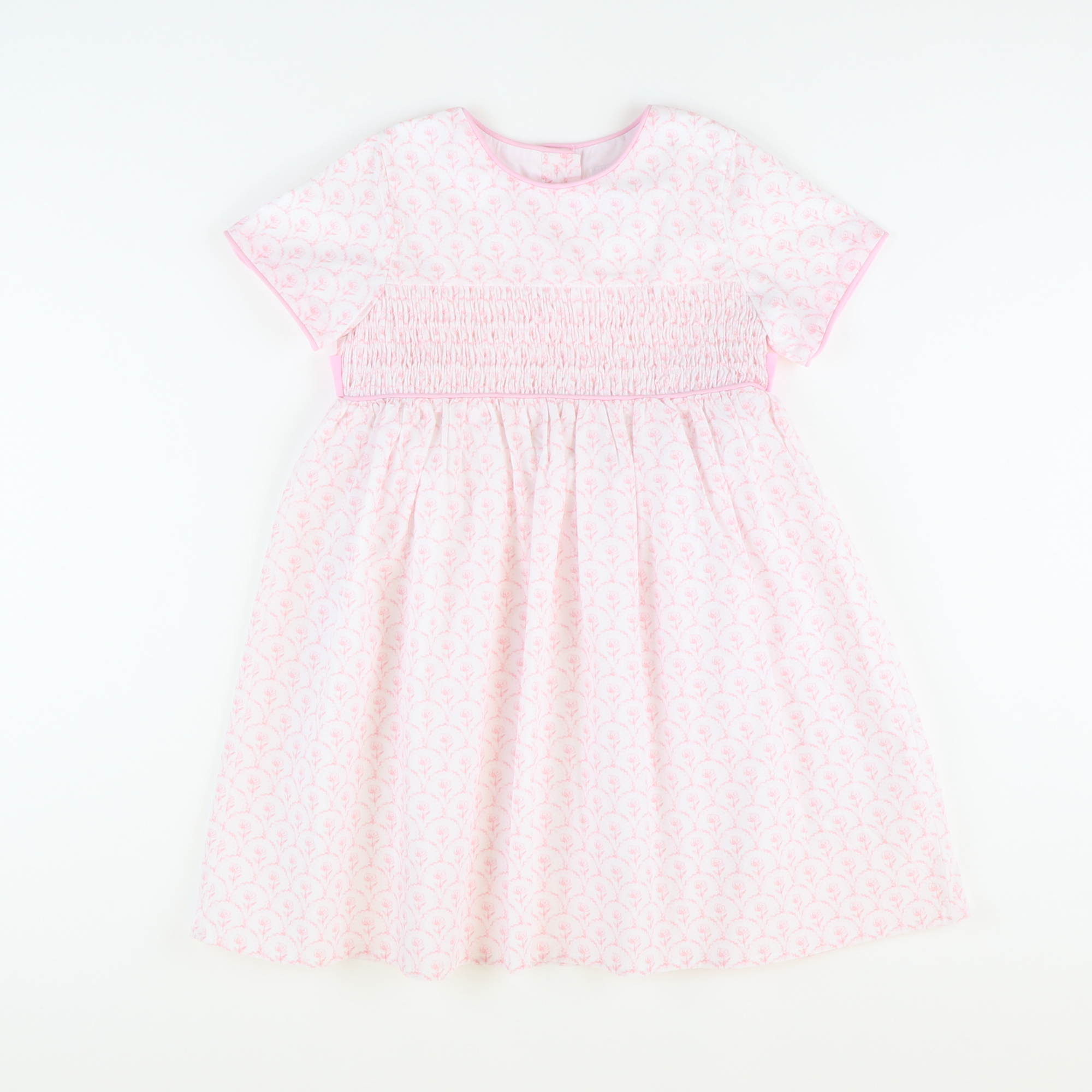 Smocked Pink Peony Dress