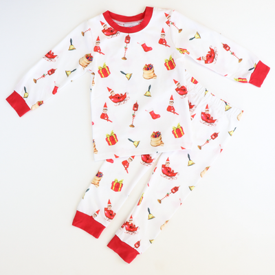 Santa's Elf White Knit Pajama Set
