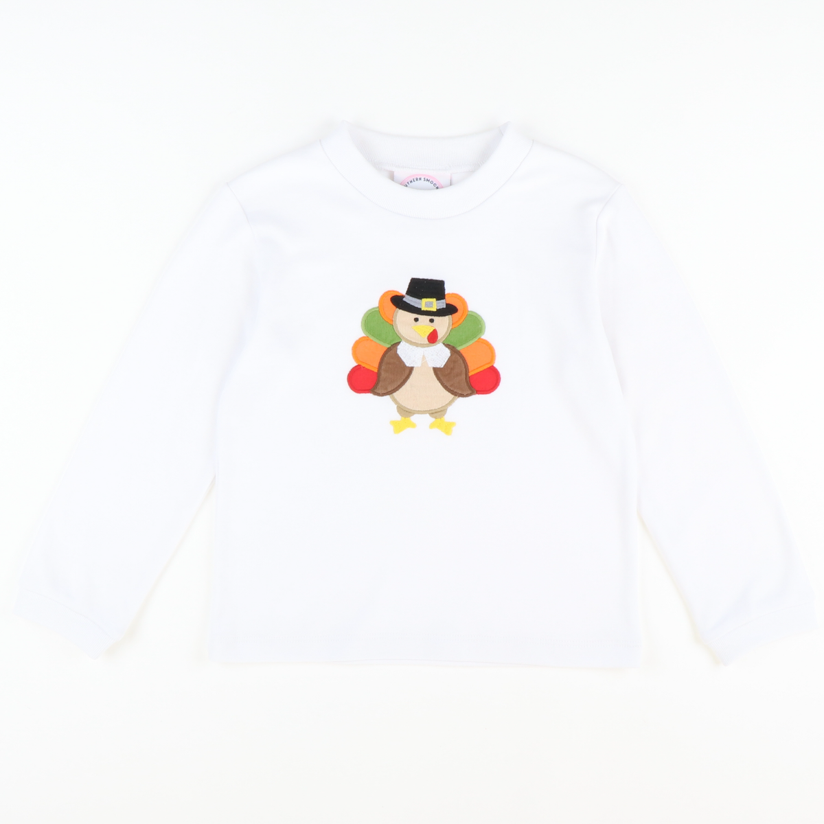 Appliquéd Pilgrim Turkey Long Sleeve Shirt - White Knit