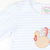 Appliquéd Turkey Knit Ruffle Dress - Light Blue Stripe