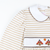 Embroidered Turkeys Collared Girl Long Bubble - Tan Stripe Knit