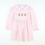 Embroidered Turkeys Collared Dress - Light Pink Stripe Knit