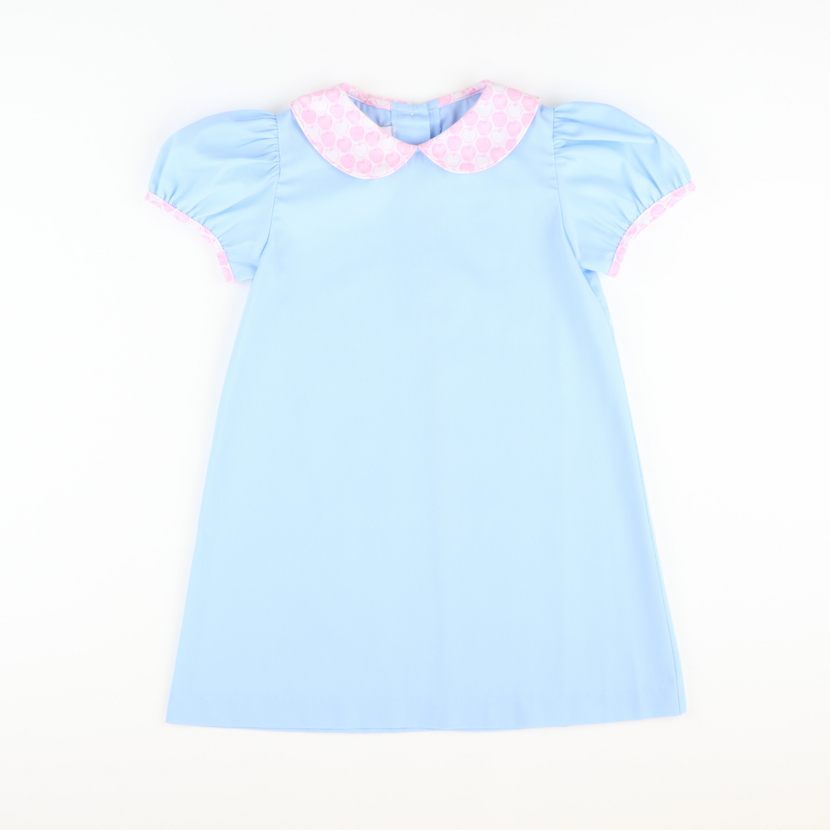 Candy Apples Collared Dress - Light Blue Pique - Stellybelly