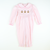 Embroidered Turkeys Collared Girl Long Bubble - Light Pink Stripe Knit