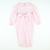 Embroidered Turkeys Collared Girl Long Bubble - Light Pink Stripe Knit