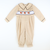 Smocked Thanksgiving Turkeys Collared Boy Long Bubble - Tan Corduroy
