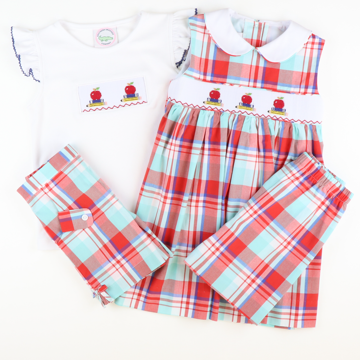 Smocked Apples & Books White Knit Top - Stellybelly