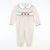 Embroidered Turkeys Collared Girl Long Bubble - Tan Stripe Knit