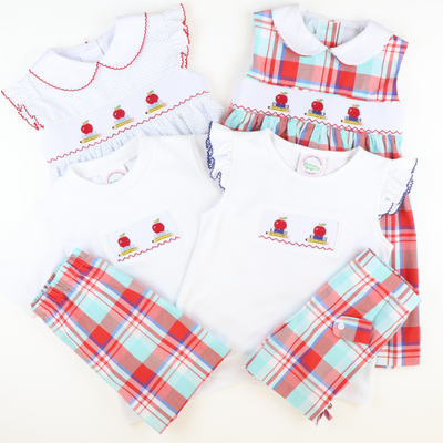 Smocked Apples & Books White Knit Top - Stellybelly