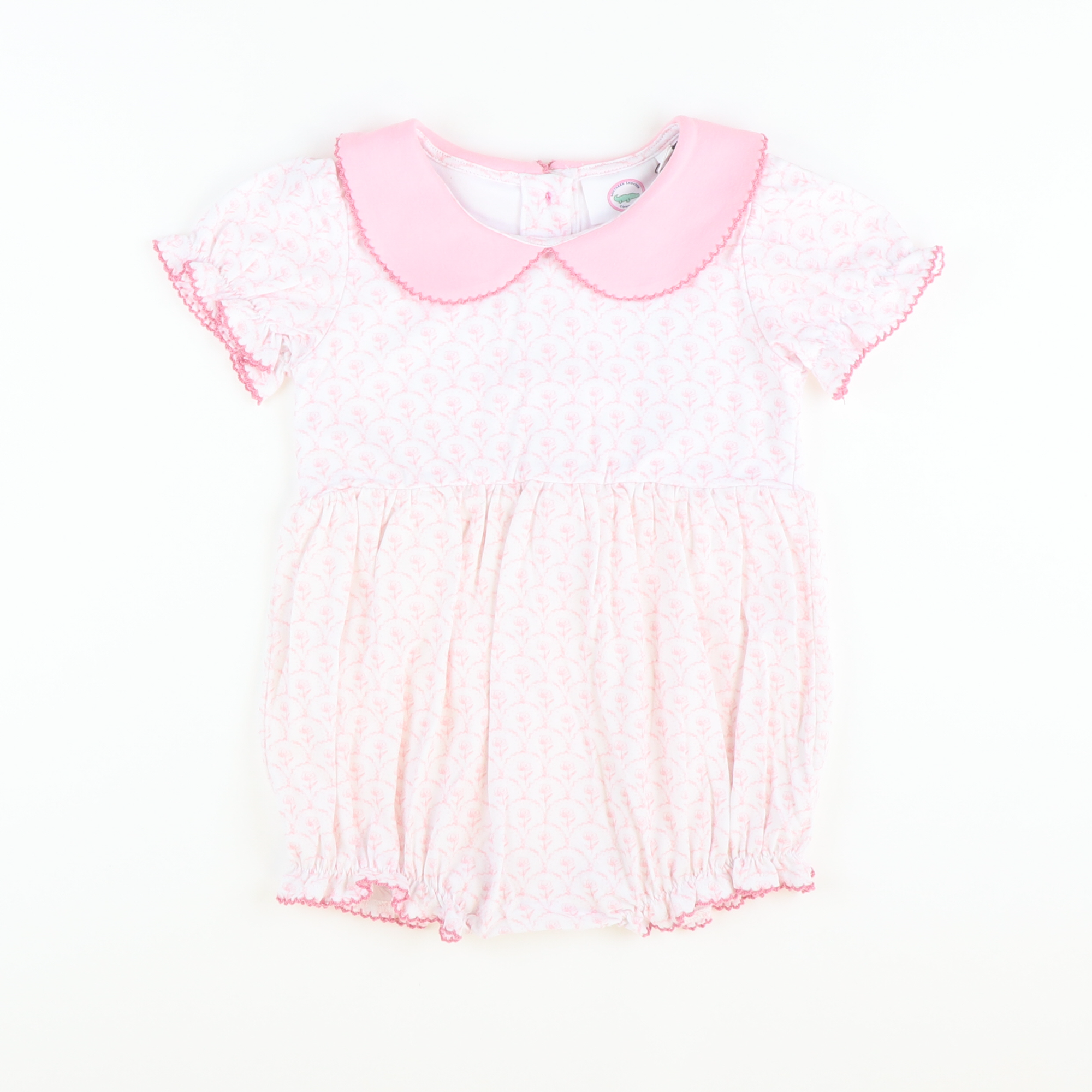 Pink Peony Collared Pima Girl Bubble