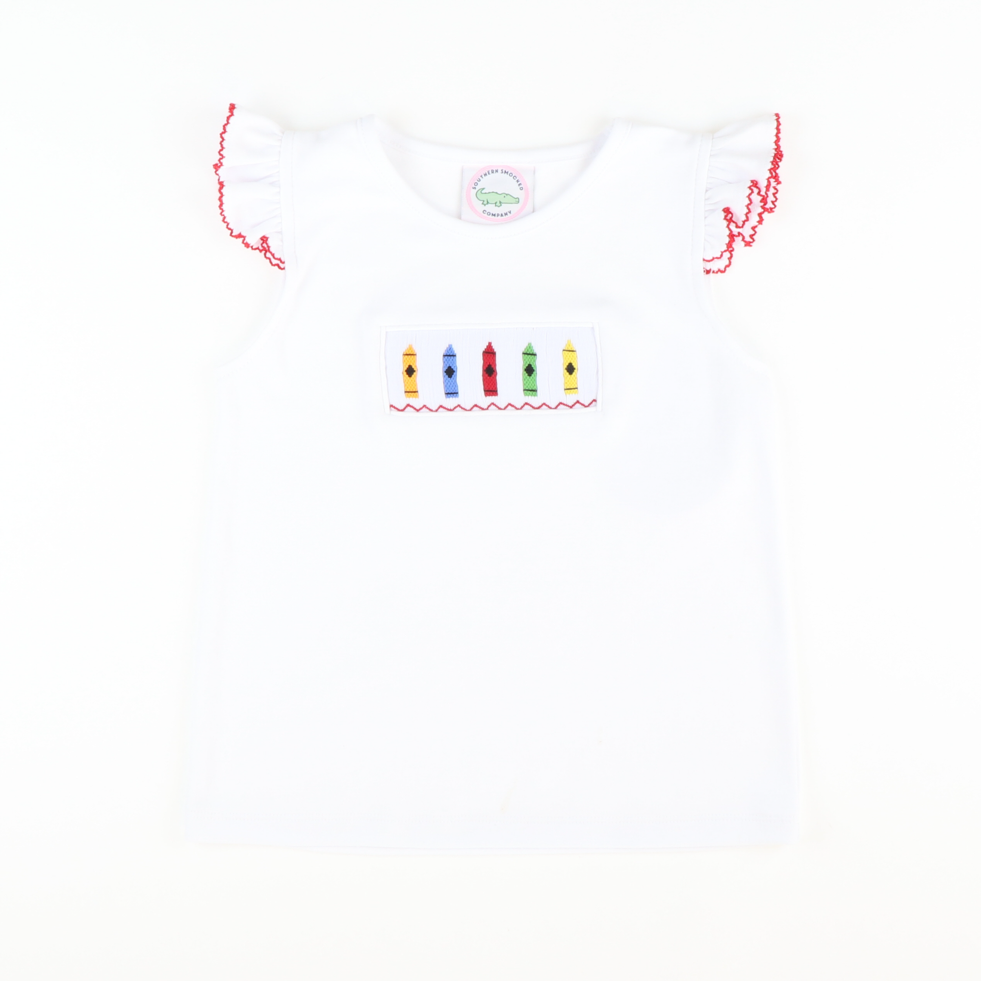 Smocked Crayons White Knit Top - Stellybelly