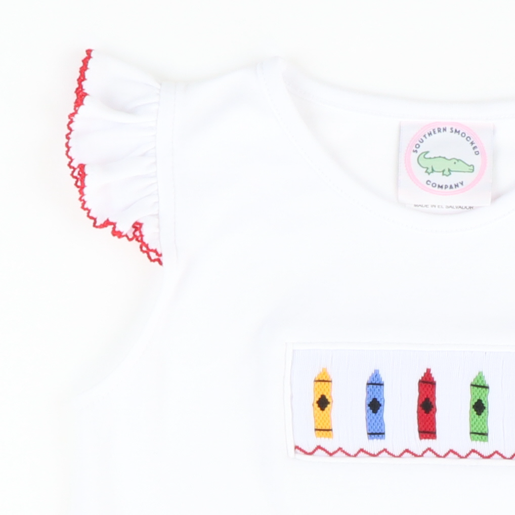 Smocked Crayons White Knit Top - Stellybelly