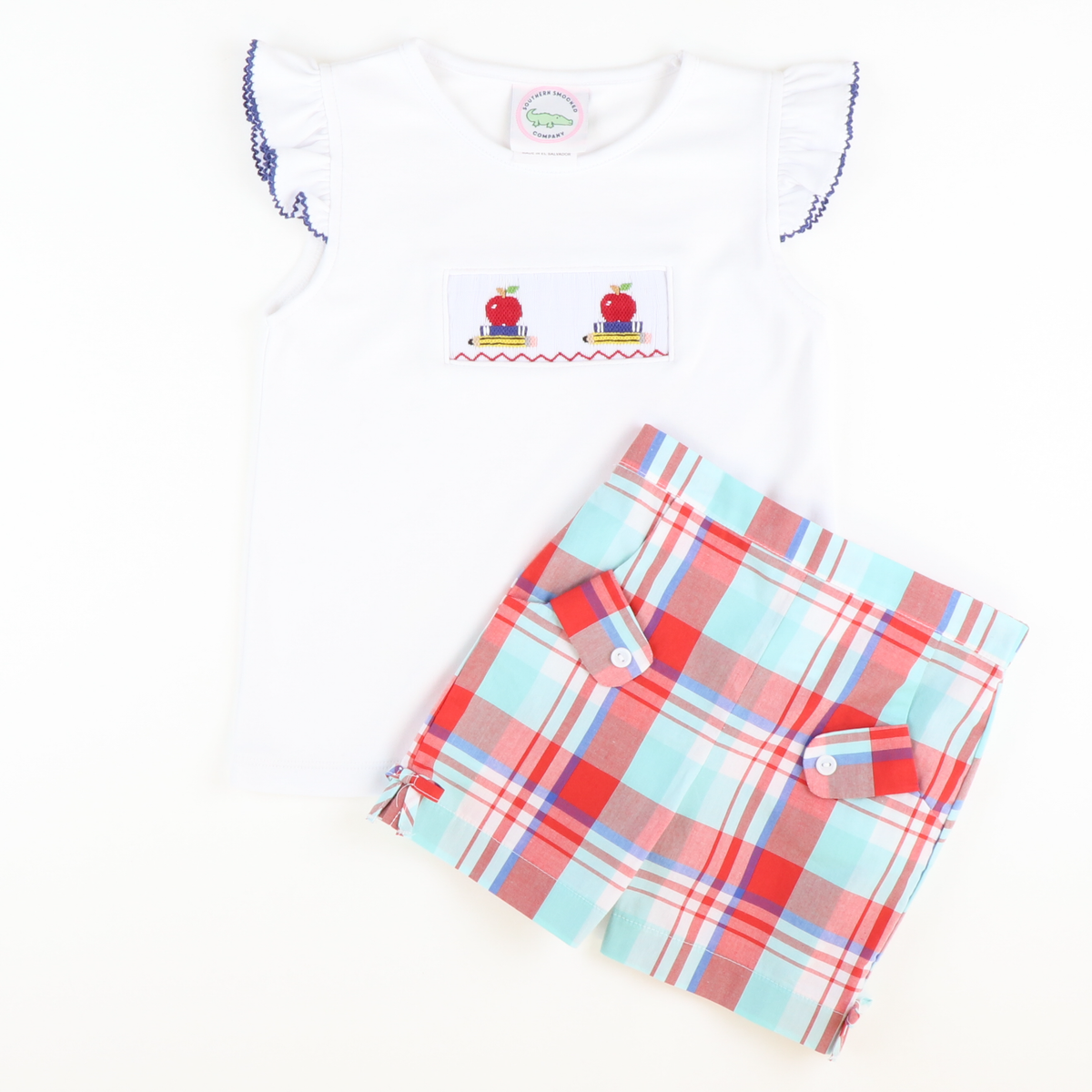 Smocked Apples & Books White Knit Top - Stellybelly