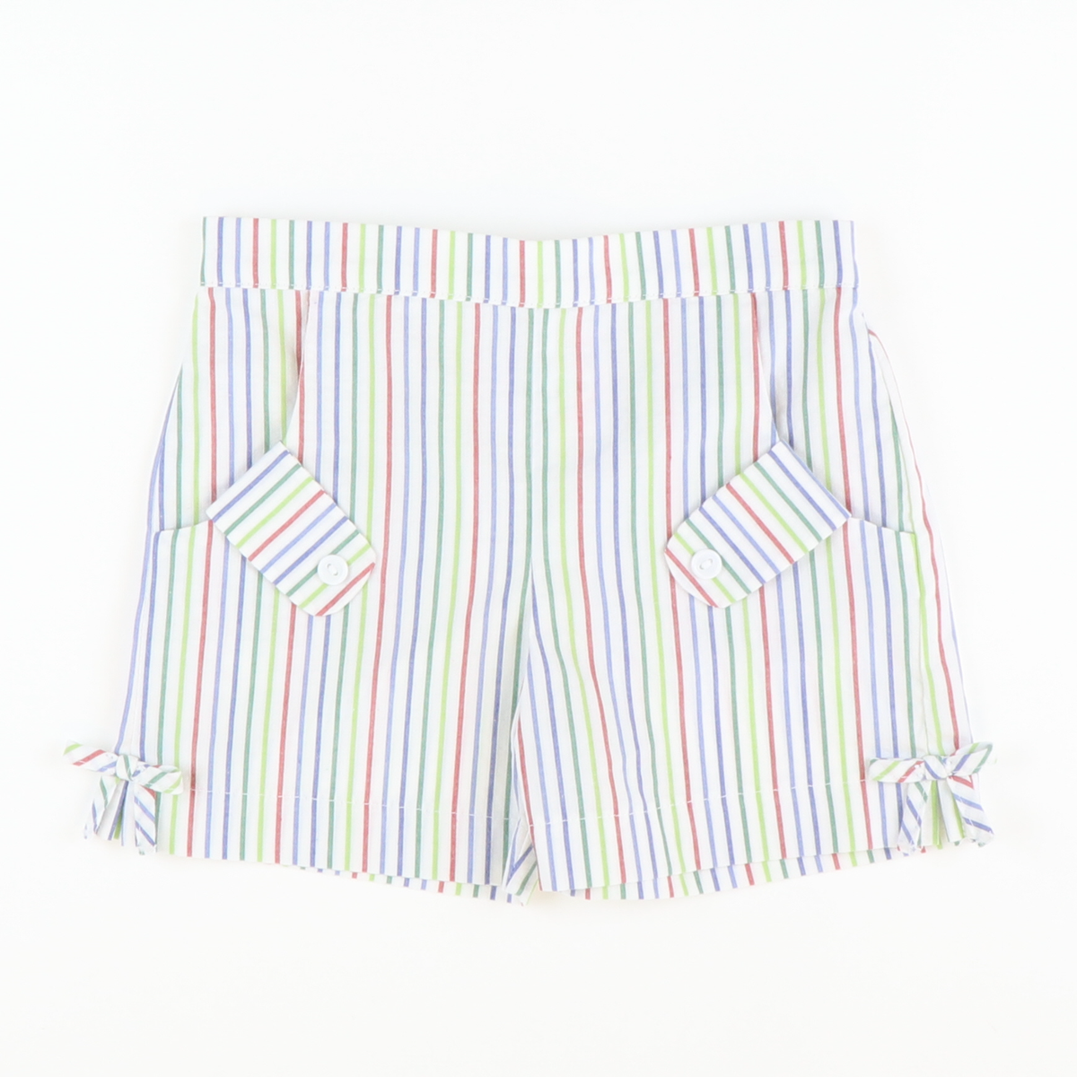 Bow Shorts - Multicolor Stripe Seersucker - Stellybelly