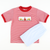 Smocked School House & Buses Knit Shirt & Shorts Set - Red Micro Stripe & Light Blue Knit - Stellybelly