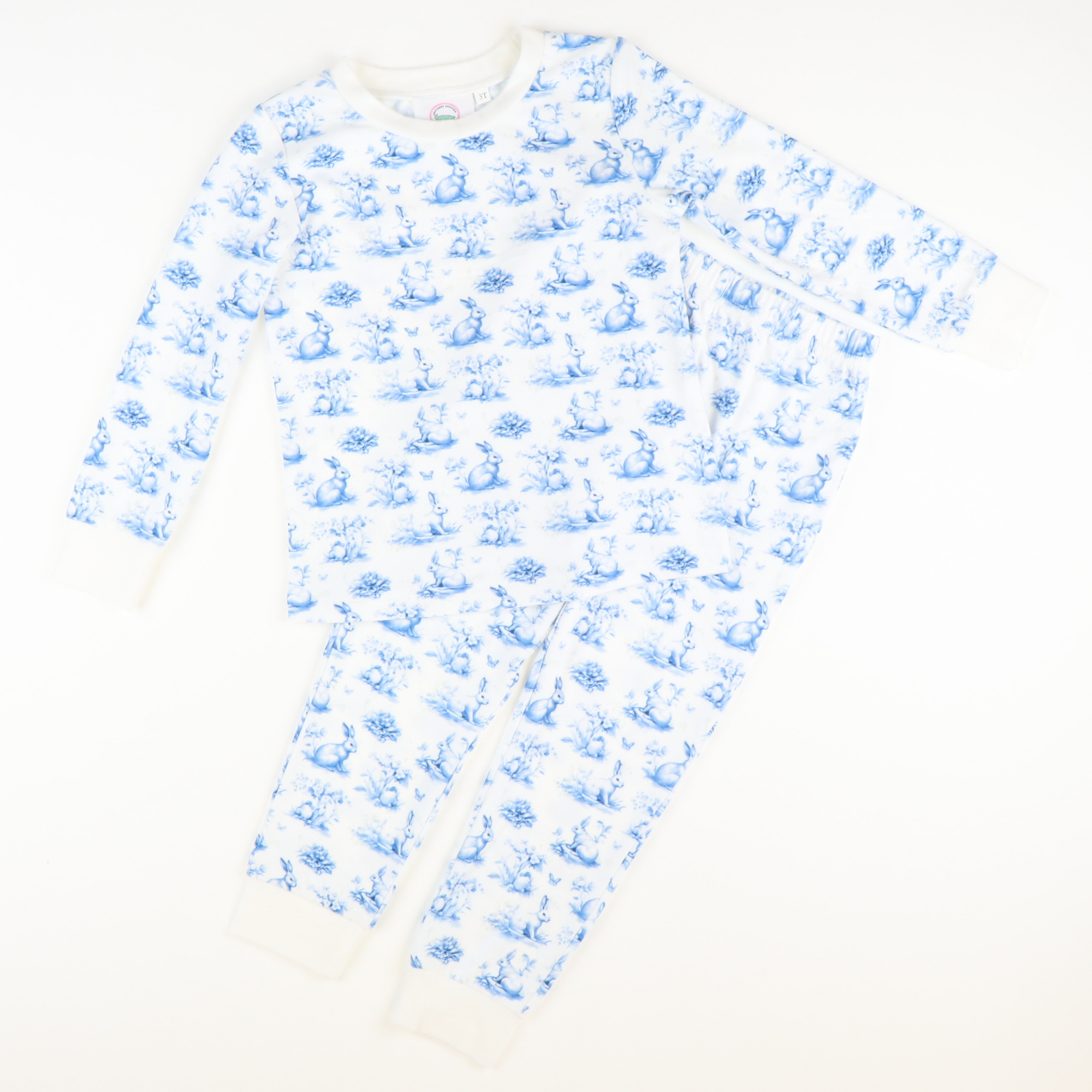 Blue Bunny Toile Pajama Set