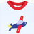 Appliquéd Airplane Long Sleeve Shirt - Light Blue Stripe Knit