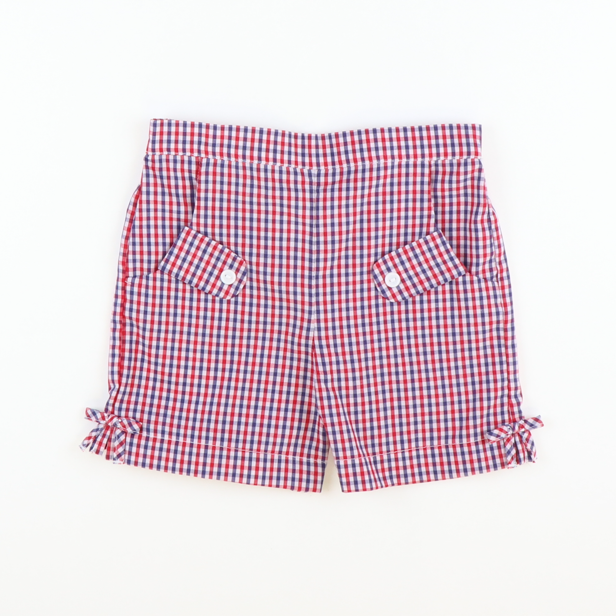 Bow Shorts - Red & Blue Plaid - Stellybelly