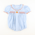 Embroidered Pumpkin Geo Girl Bubble - Light Blue Mini Gingham