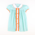 Embroidered Pumpkins Collared Dress - Mint Mini Gingham