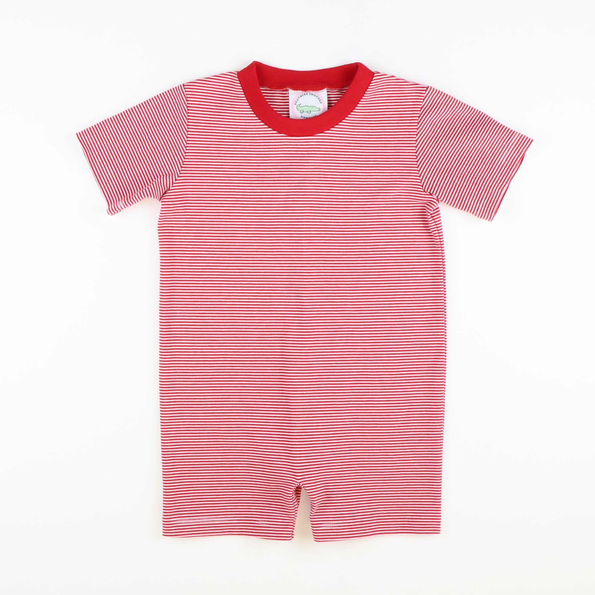 Out & About Boy Romper - Red Micro Stripe Knit - Stellybelly