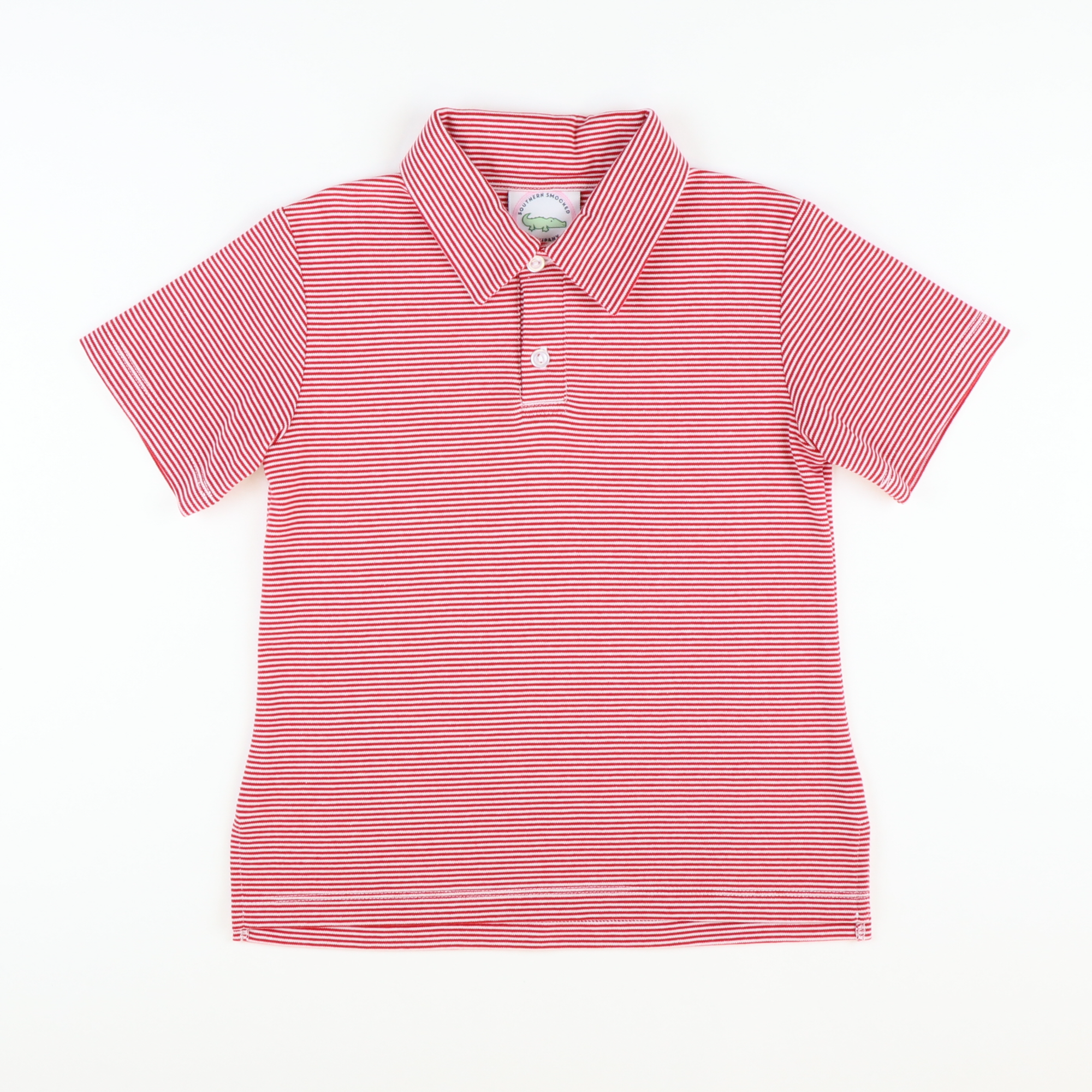 Signature Short Sleeve Polo - Red Micro Stripe Knit - Stellybelly
