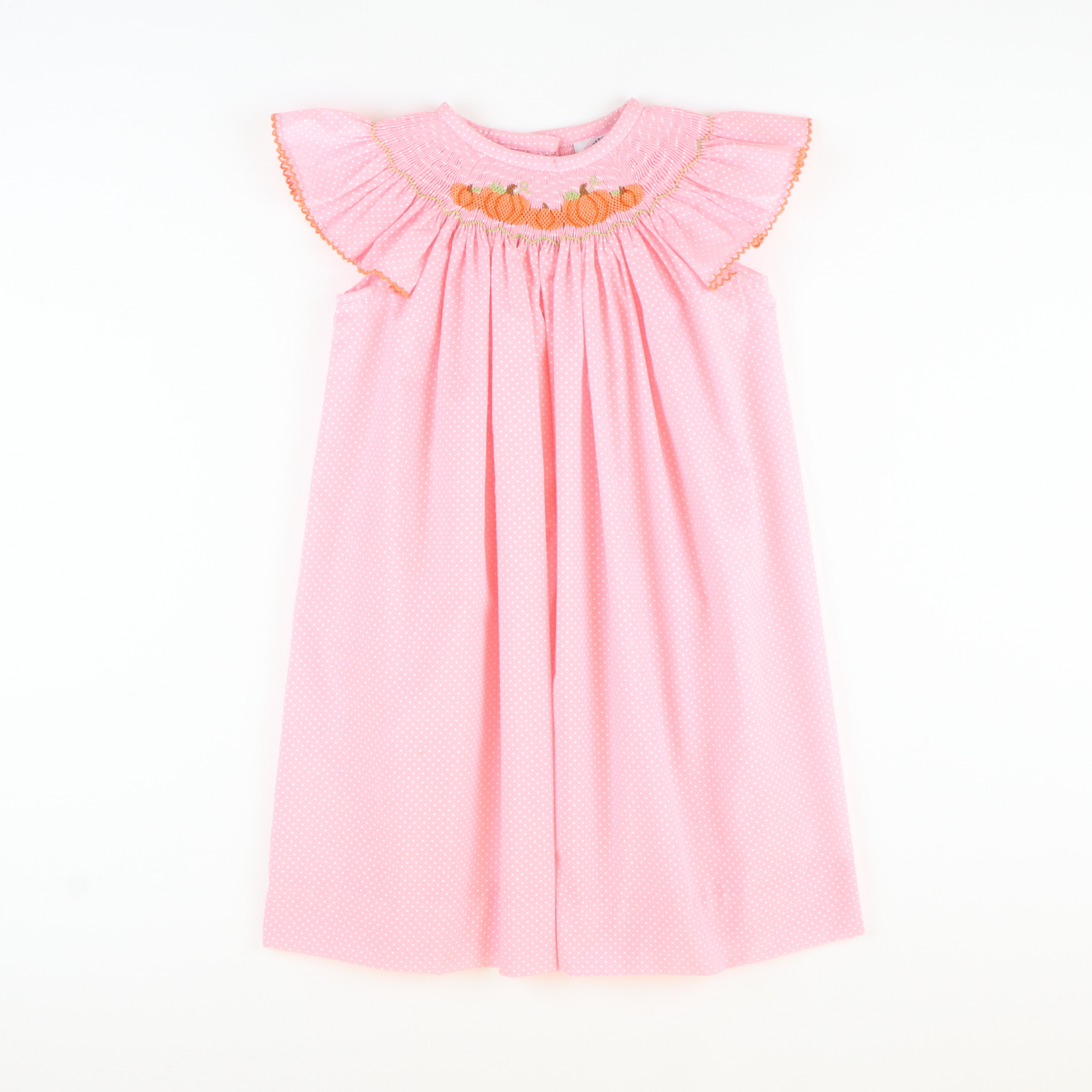 Smocked Pumpkin Patch Bishop - Pink Tiny Dot