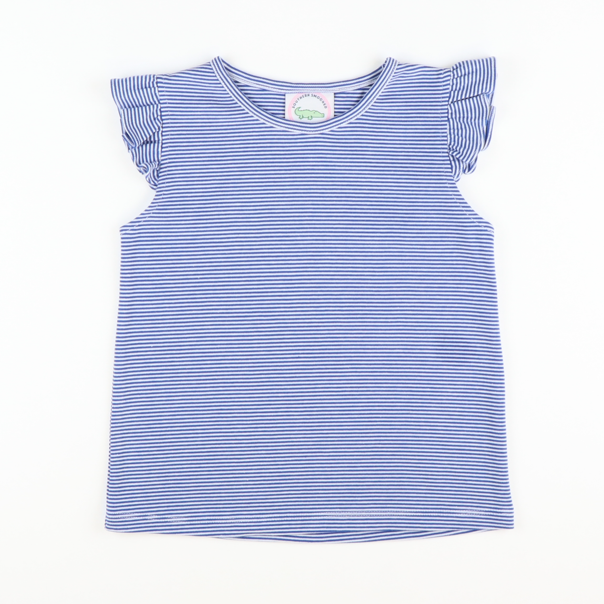 Out & About Flutter Top - Royal Blue Micro Stripe Knit - Stellybelly