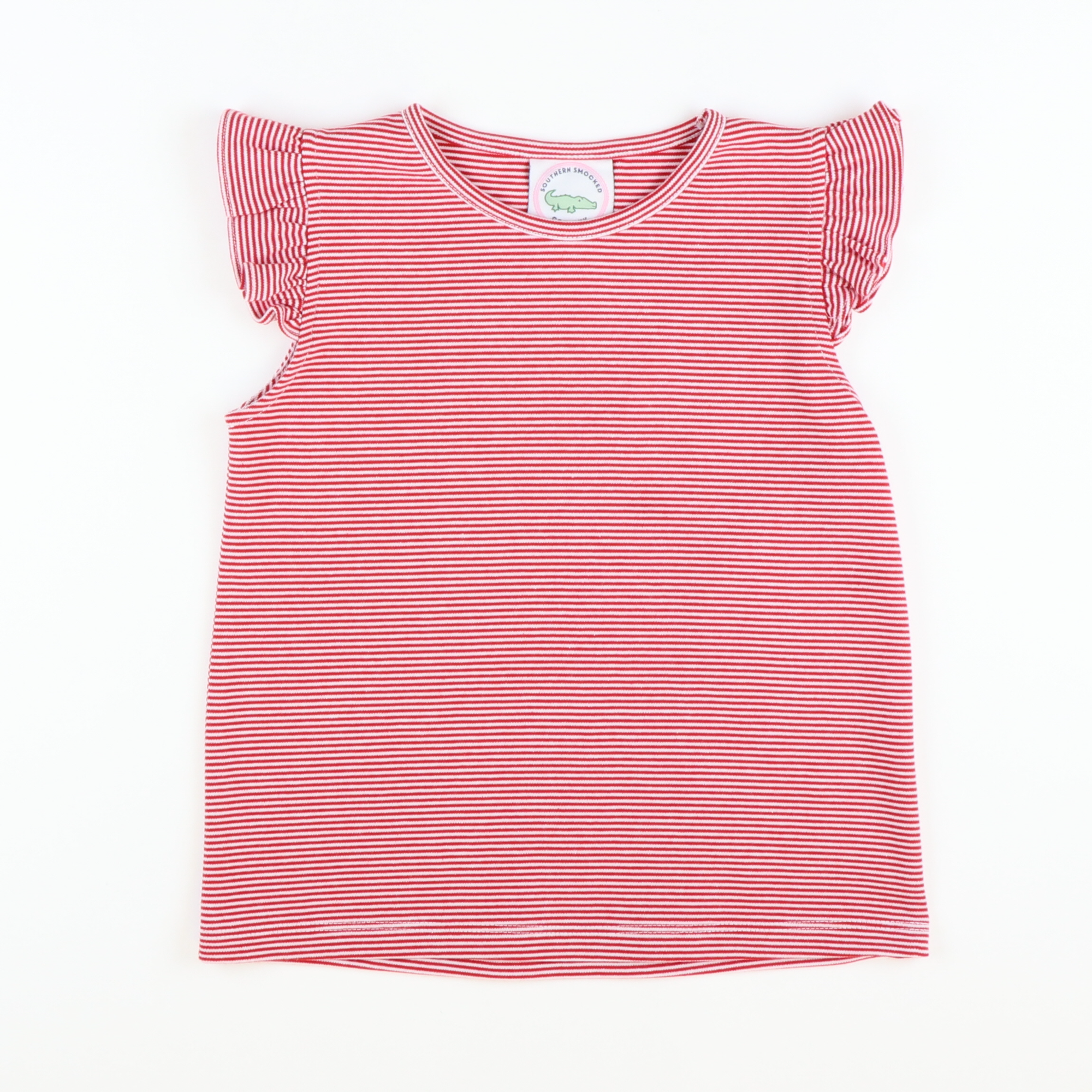 Out & About Flutter Top - Red Micro Stripe Knit - Stellybelly