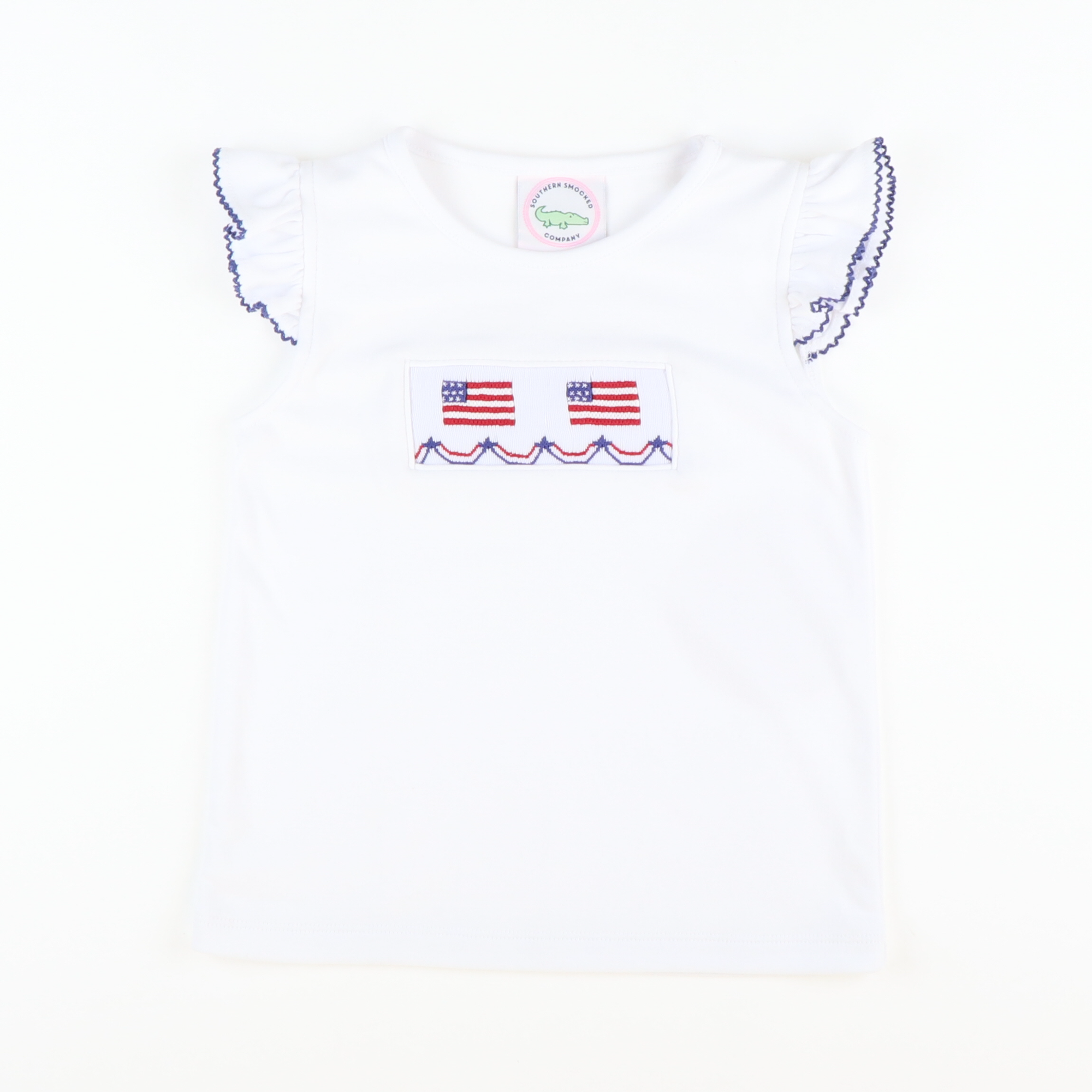 Smocked Liberty White Knit Top